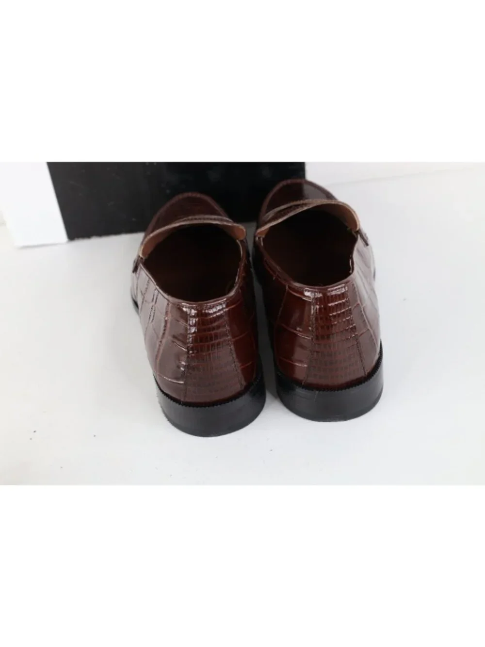 Deadstock Vintage Streetwear Mens 11.5 M Genuine Snakeskin Loafers Shoes Brown